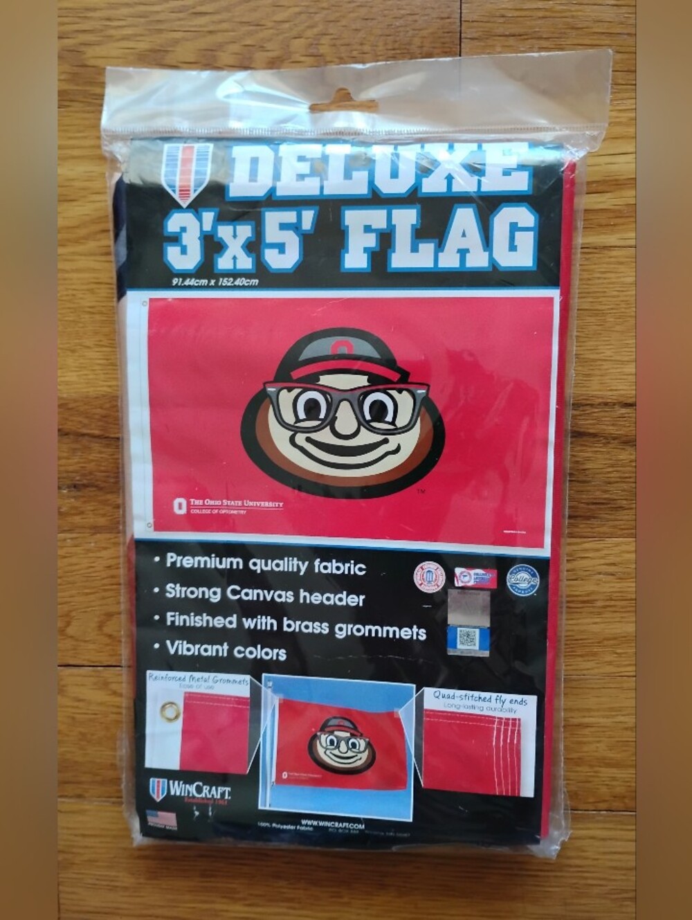 NWT (MSRP $50) Ohio State Buckeyes Brutus Glasses Wincraft 3' x 5' flag unique
